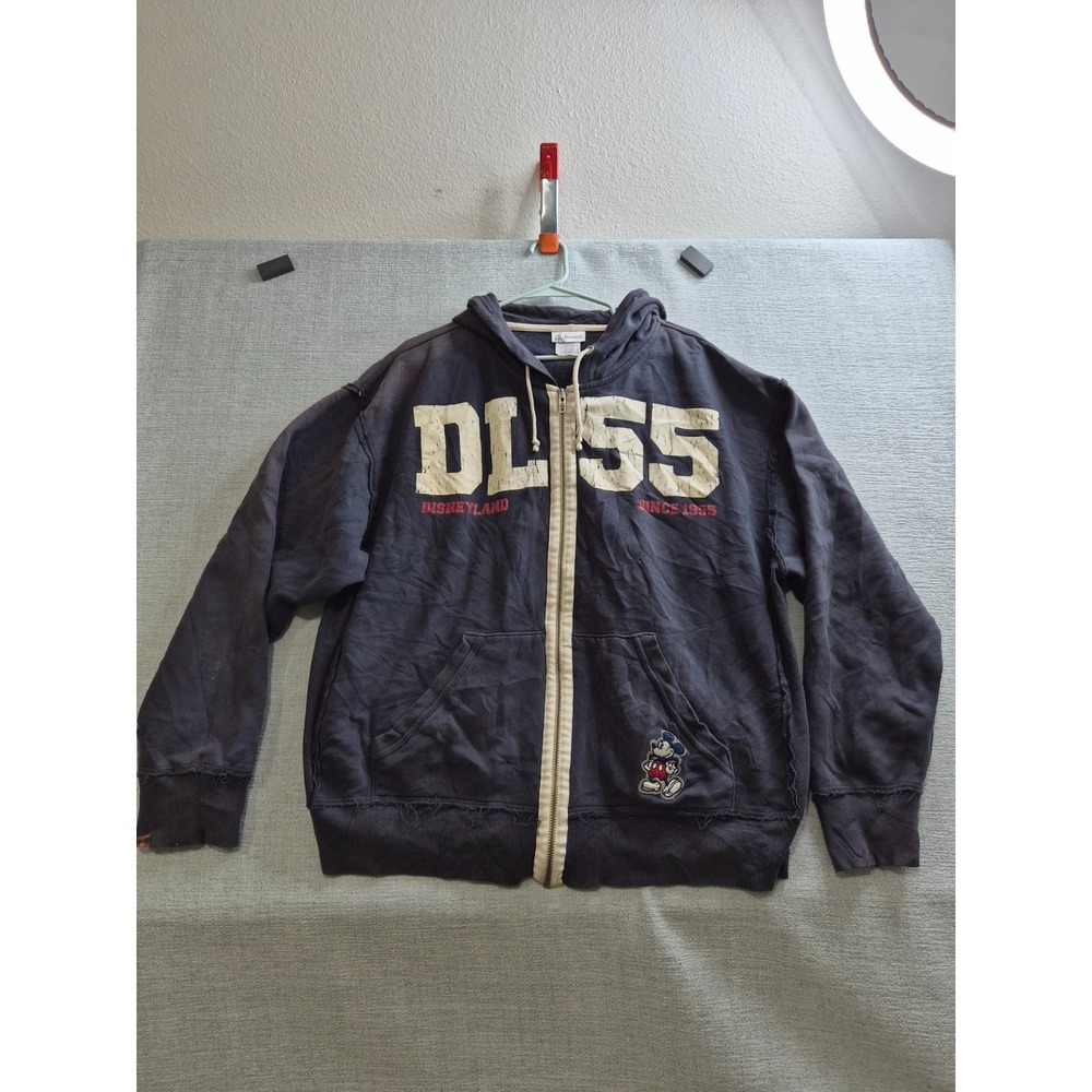 VTG Disneyland Resort DL55 Zip Up Hoodie Men's XL Navy Mickey Mouse 1955 Cartoon